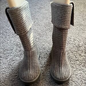 UGG Charcoal Knit Fold-Over Boots
